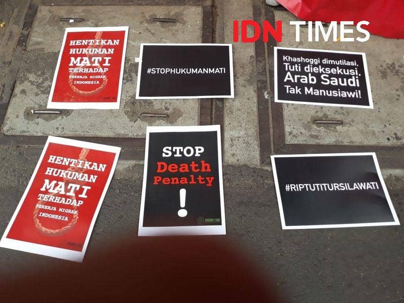 (Poster agar Saudi menghentikan hukuman mati) IDN Times/Indiana Malia