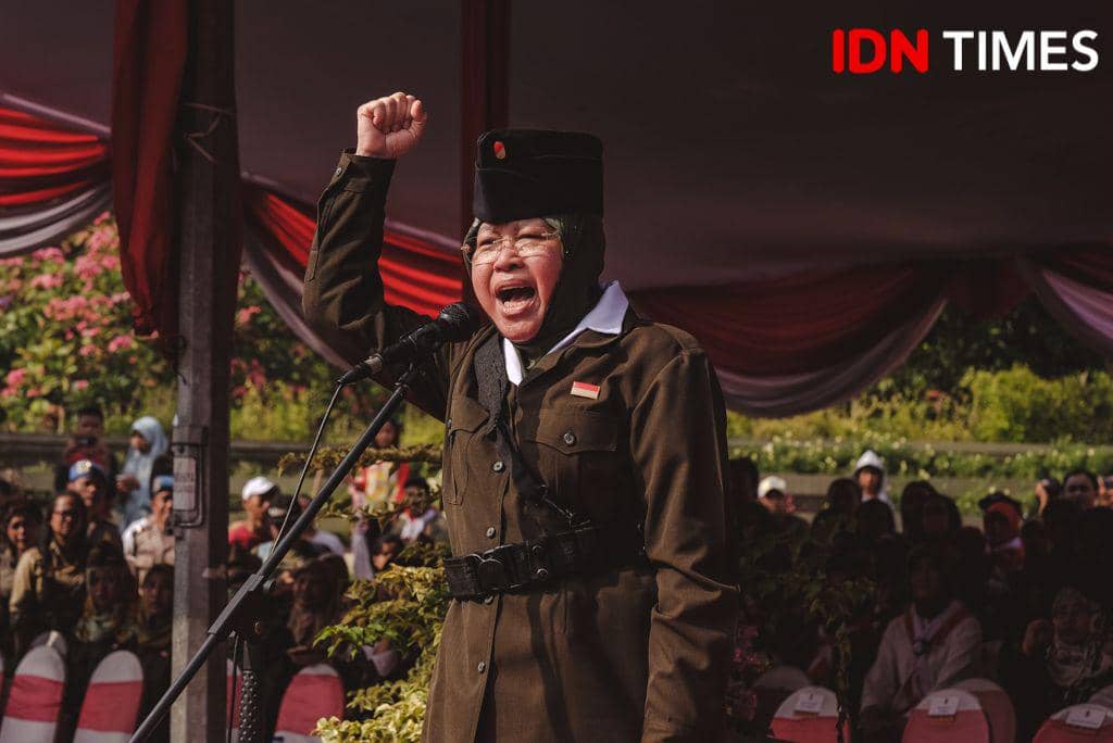 Wali Kota Surabaya Tri Rismaharini mengikuti Parade Juang 2018. IDN Times/Reza Iqbal