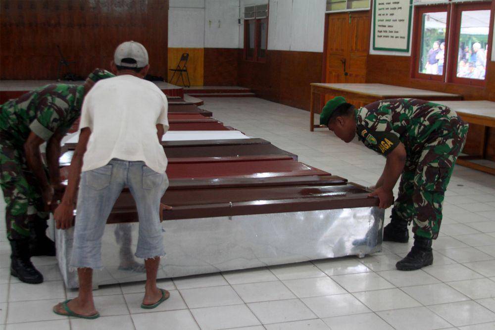 peti jenazah untuk korban penembakan di Nduga Papua