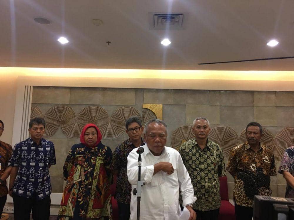 (Menteri PUPR Basuki Hadimuljono ketika memberikan keterangan pers) Humas Kementerian PUPR