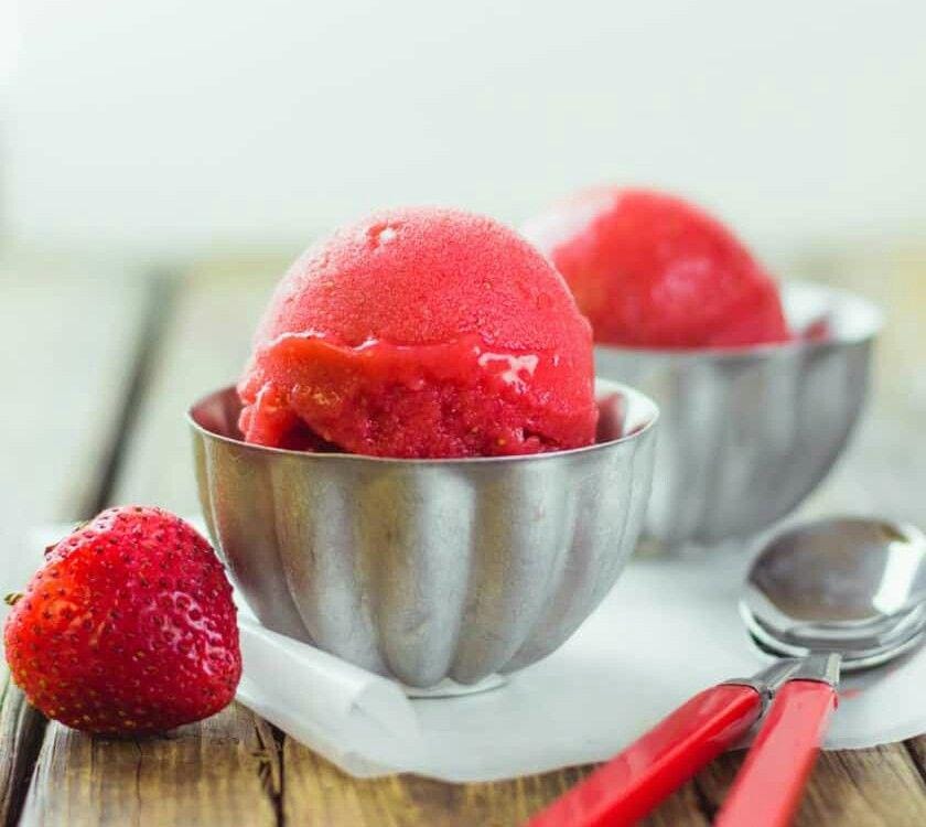 2 ingredients strawberry sorbet