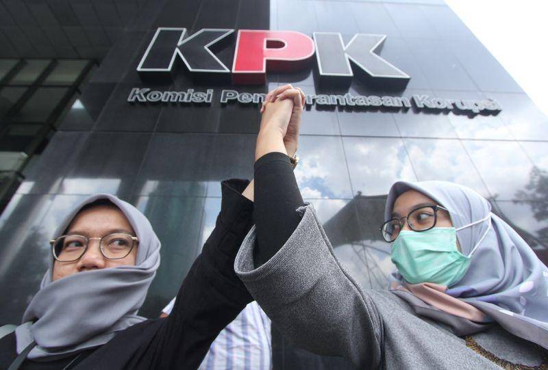 (Aksi Pegawai KPK) ANTARA FOTO/Reno Esnir