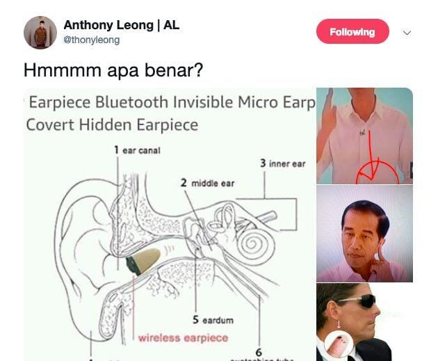(Cuitan Anthony Leong soal dugaan penggunaan wireless earphone) www.twitter.com/@thonyleong