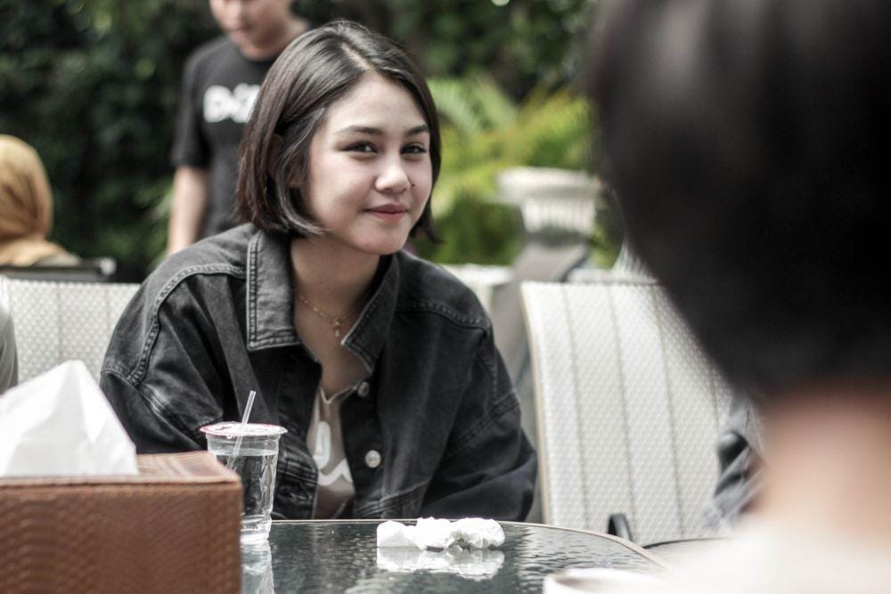 Vanesha Prescilla, pemeran Milea dalam film Dilan di Bandung, Sabtu (23/2).