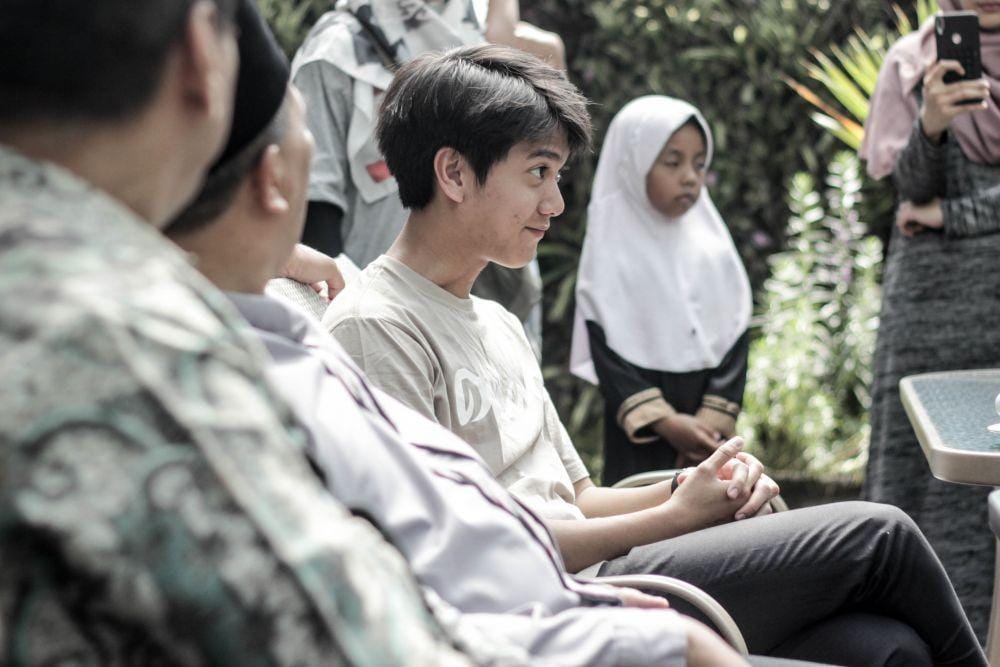 Iqbaal Ramadhan, pemeran Dilan dalam film Dilan di Bandung, Sabtu (23/2).