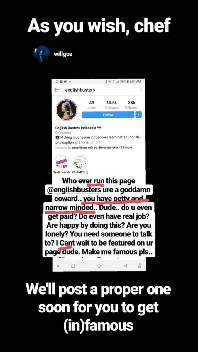 Akun instagram @englishbusters