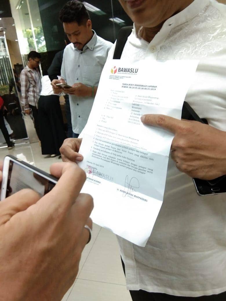 Tanda bukti penerimaan laporan yang diterima pihak Basri Kinas (IDN Times/Mulyani Citra Setiawati)