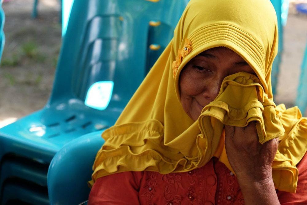 Ilustrasi korban jiwa menangis. ANTARA FOTO/Irsan Mulyadi