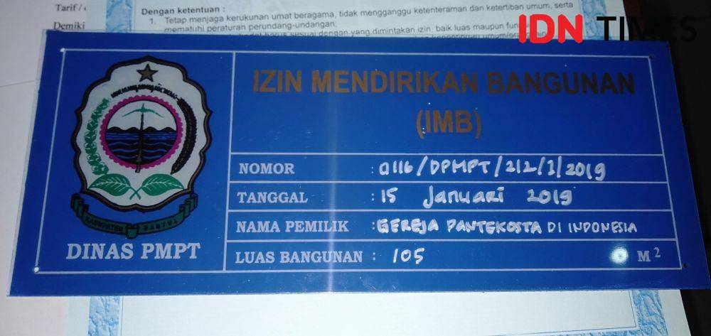 Surat IMB pendirian tempat ibadah yang dicabut Pemkab Bantul. IDN Times/Daruwaskita