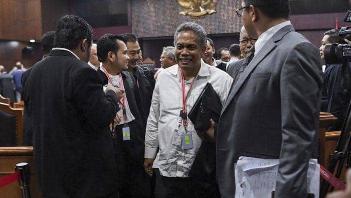 (Pengacara tersangka kasus korupsi Emirsyah Satar, Luhut Panggaribuan) ANTARA FOTO/Hafidz Mubarak A.