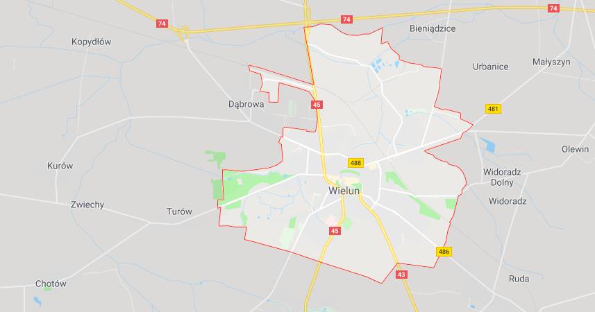 Kota Wielun yang pertama kali dibom oleh Nazi pada 1 September 1939. Screenshot Google Maps