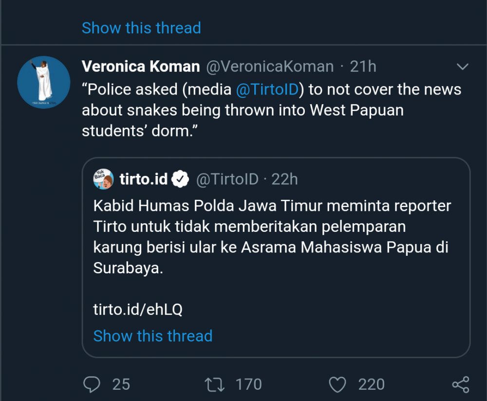 Screenshot twitter @VeronicaKoman