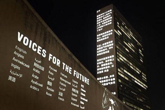 Markas PBB di New York, Amerika Serikat, menjelang Aksi Iklim pada 23 September 2019. instagram.com/unitednations