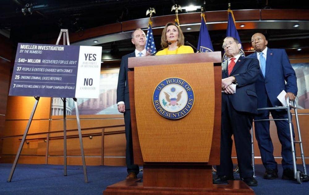 Ketua DPR Amerika Serikat, Nancy Pelosi, mengumumkan perkembangan Investigasi Mueller pada 25 Juli. instagram.com/speakerpelosi