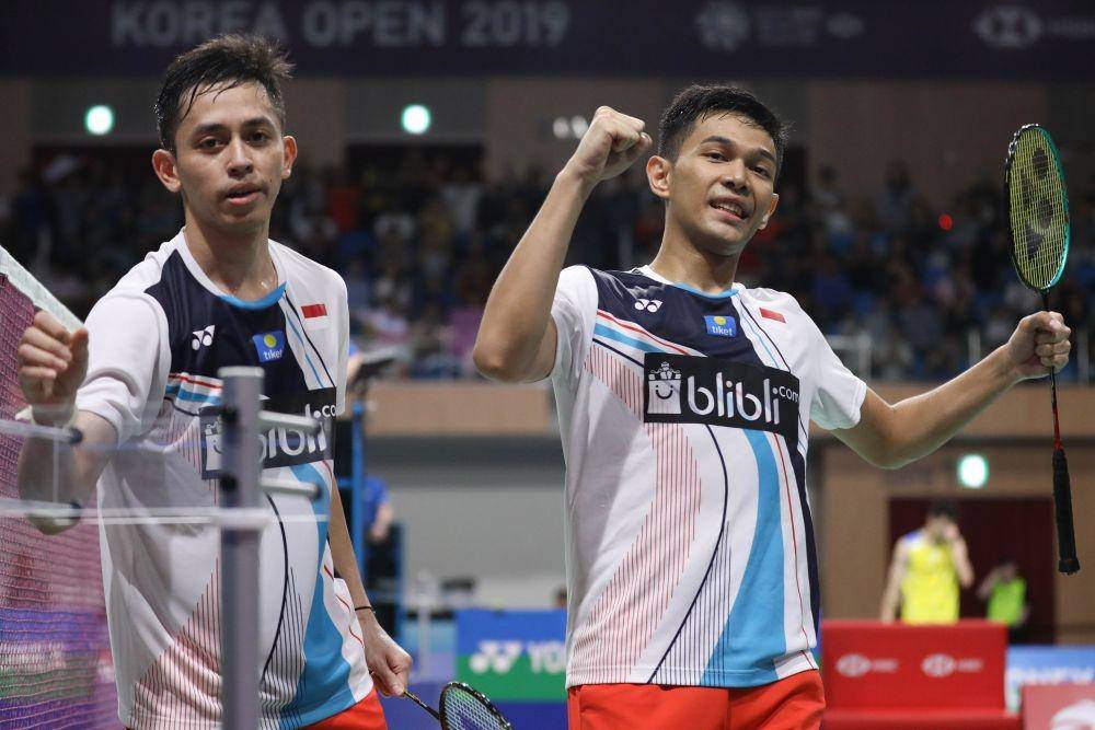 Ganda putra Indonesia, Fajar Alfian/Muhammad Rian Ardianton saat tampil di Korea Open 2019. IDN Times/Dok. PBSI