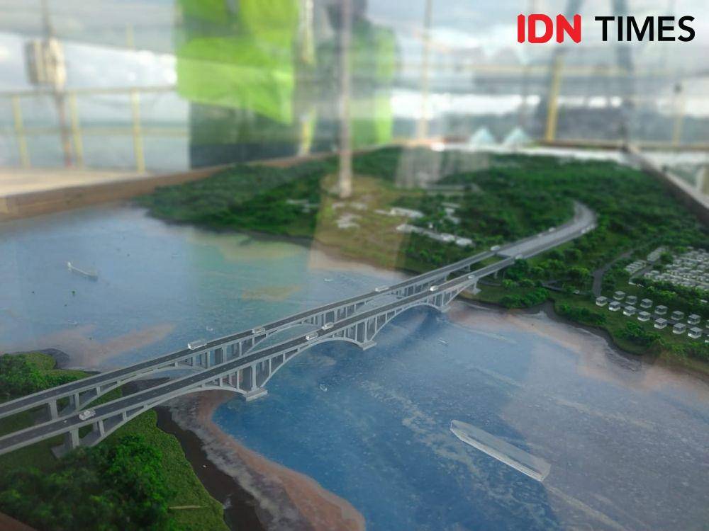 Maket Jembatan pulau balang yang menghubungkan Balikpapan dan Penajam ibu kota baru. IDN Times/Panji Galih Aksoro