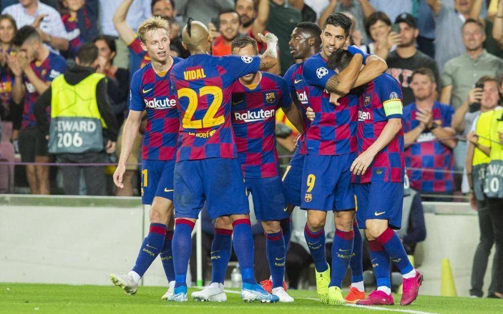 Pemain Barcelona saat melakukan selebrasi bersama usai Lionel Messi mencetak gol. fcbarcelona.com