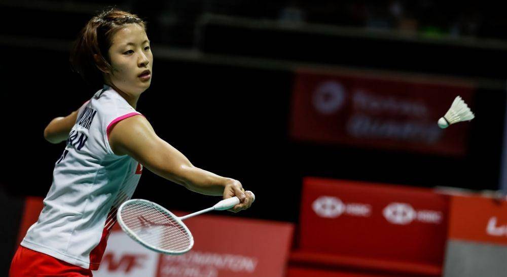 Aksi tunggal putri Jepang, Nozomi Okuhara, di ajang BWF World Championship 2019. Bwfbadminton.com