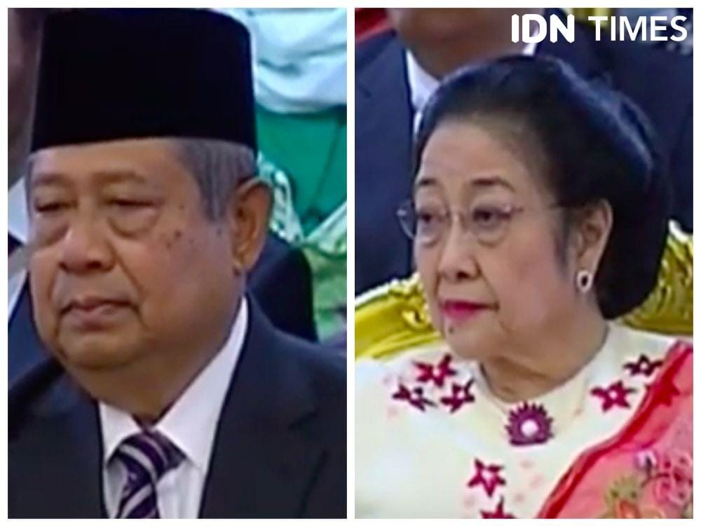 (SBY dan Megawati hadir di upacara pelantikan Presiden) Tangkapan layar Youtube IDN Times