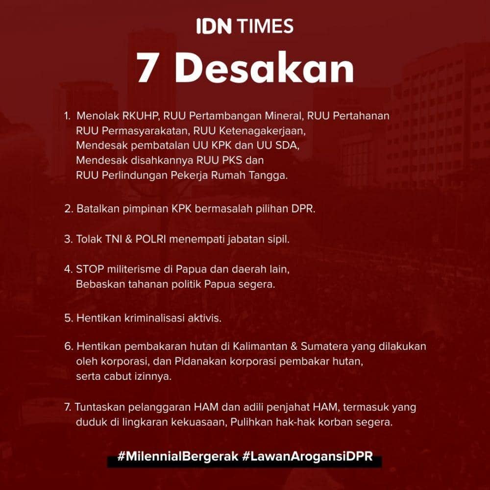 (Tujuh tuntutan mahasiswa saat berdemo) IDN Times/Sukma Shakti
