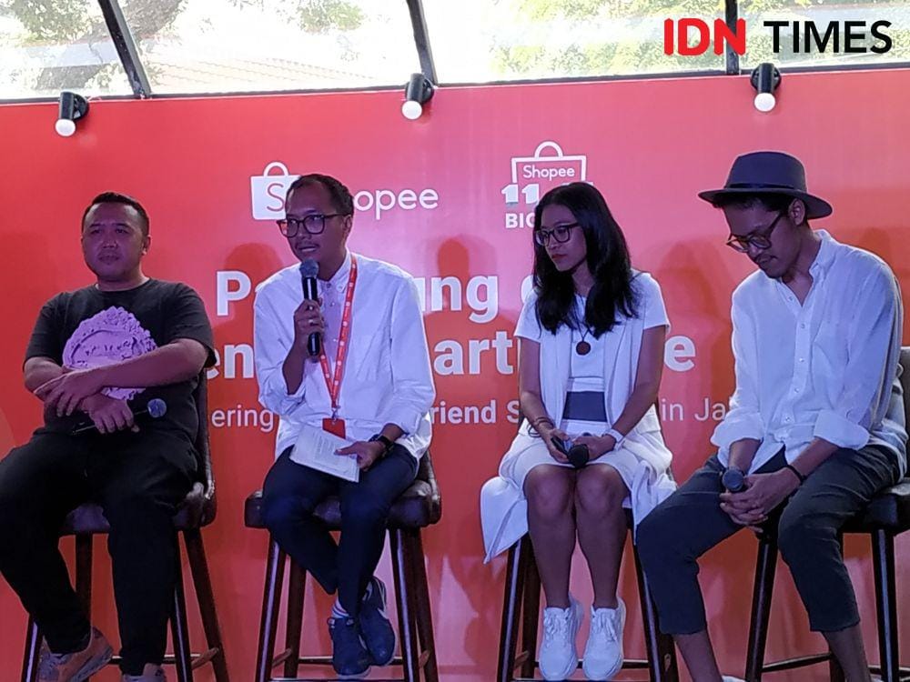 Rezki Yanuar selaku Country Brand Manager Shopee menjelaskan tentang konser. 24 Oktober 2019. IDN Times/Nadia Umara