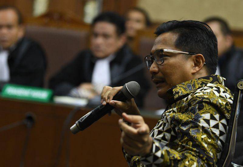 (Terdakwa Bowo Sidik Pangarso dalam sidang 23 Oktober) ANTARA FOTO/Muhammad Adimaja