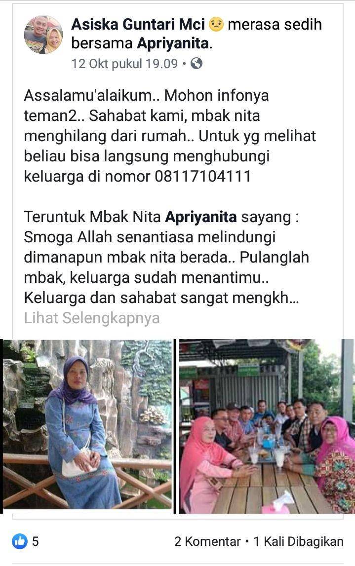 korban pembunuhan Apriyanita