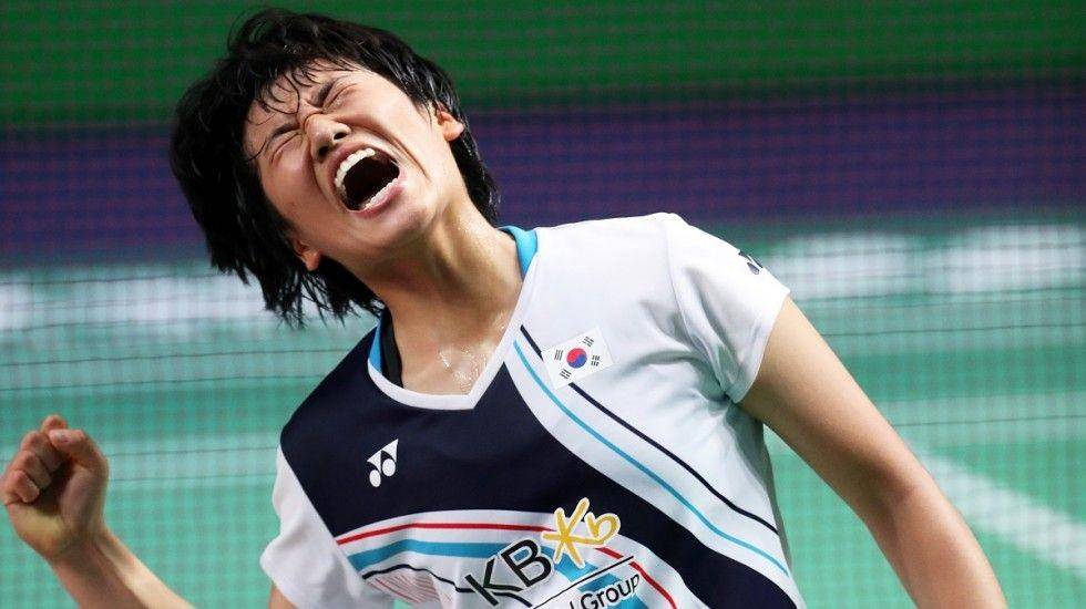Tunggal putri Korea Selatan, An Se-young, kala berlaga di Denmark Open 2019. Bwfbadminton.com