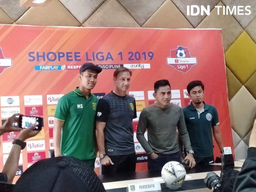 Konferensi Pers Jelang Laga Persebaya vs. PSS Sleman, Senin (28/10). IDN Times/Idfy