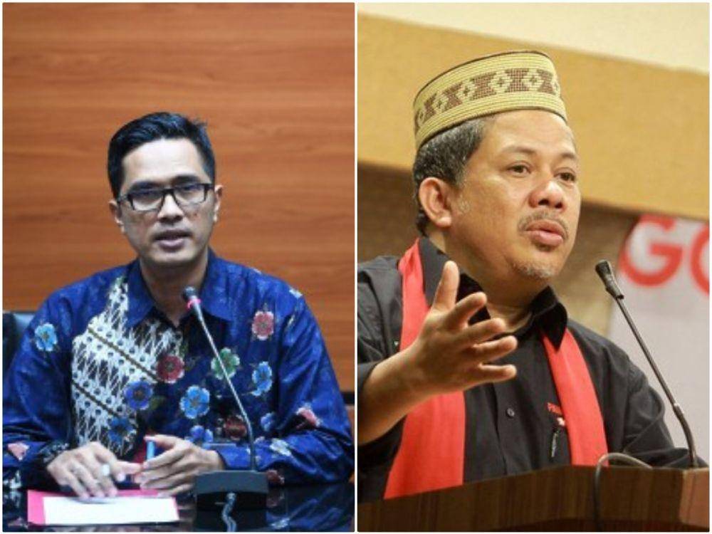 (Jubir KPK Febri Diansyah <kiri> dan Fahri Hamzah <kanan>) ANTARA FOTO