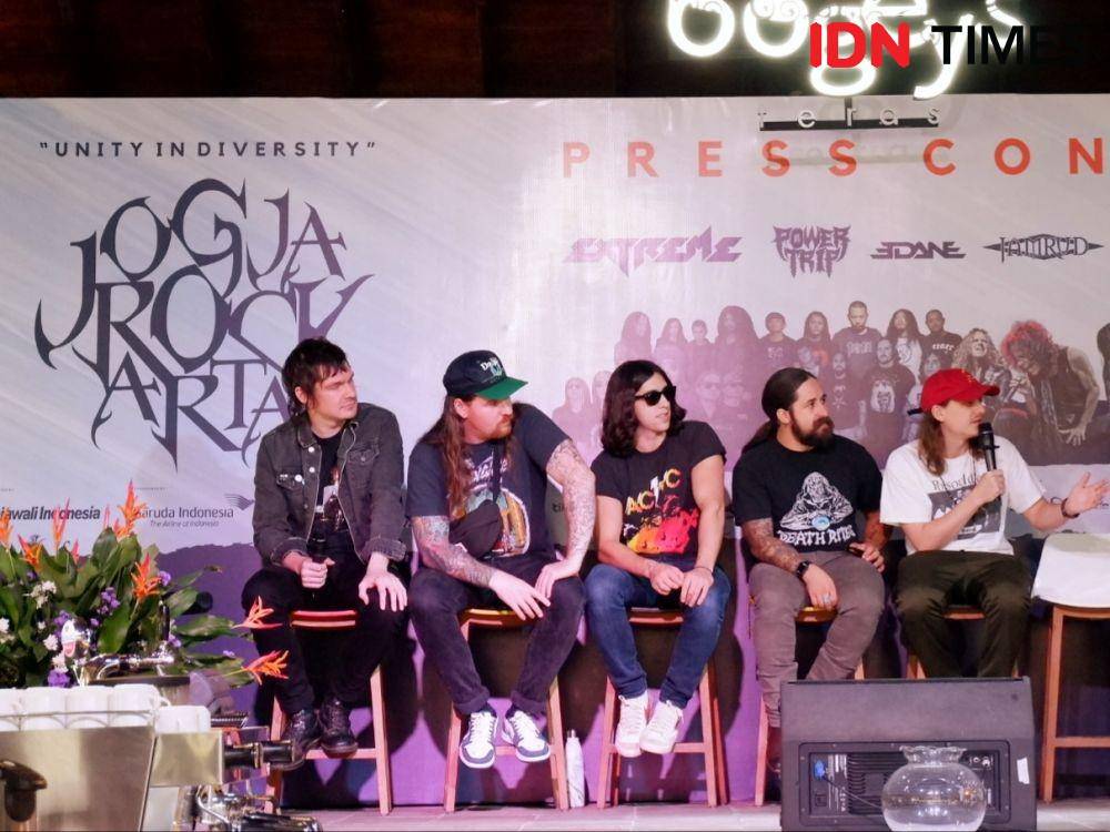 Power Trip dalam konferensi pers JogjaRockarta #3 di Bogey's Sleman Yogyakarta, Sabtu (2/11) - Yogie Fadila/IDN Times