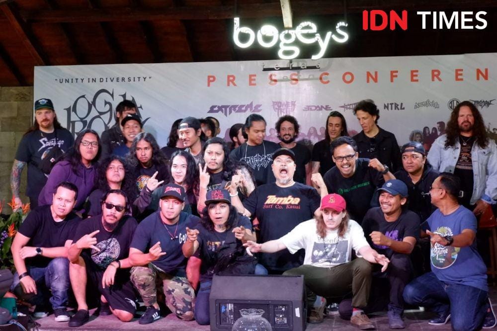 Extreme, Power Trip, NTRL, Edane dalam konferensi pers JogjaRockarta #3 di Bogey's Sleman Yogyakarta, Sabtu (2/11) - Yogie Fadila/IDN Times