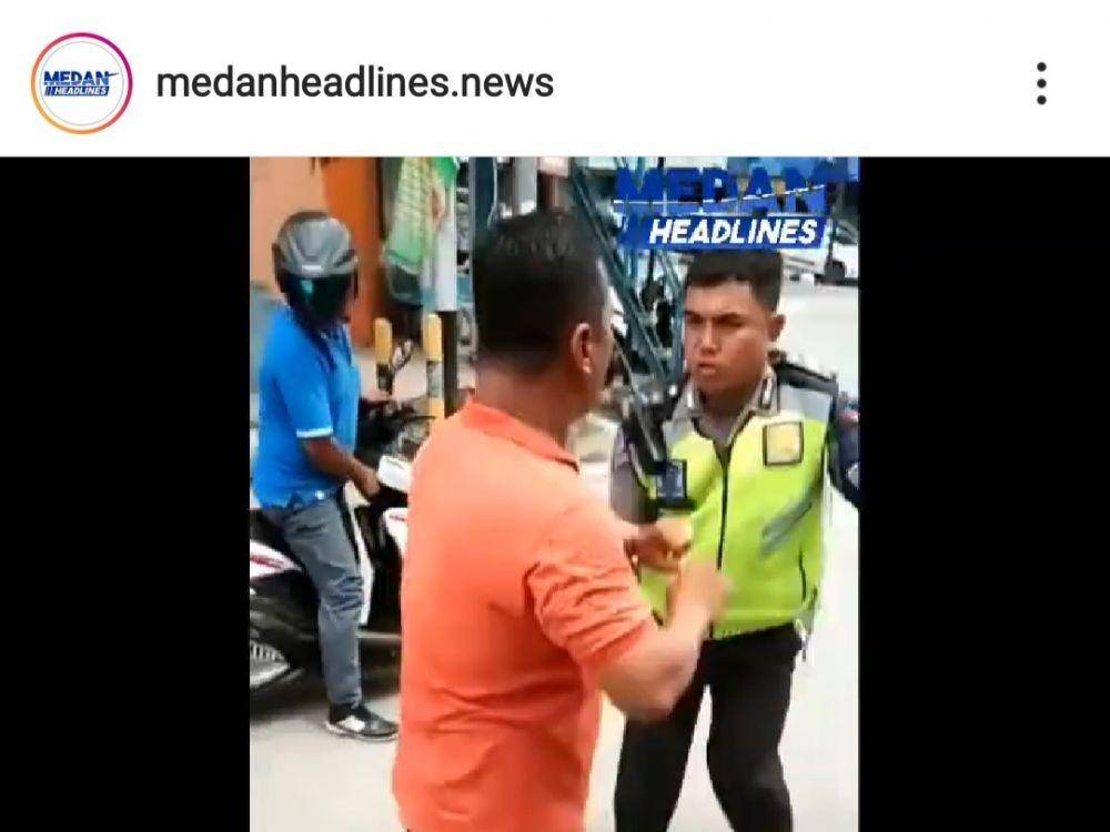 Polantas yang diduga melakukan pemukulan kepada sopir ambulans di Kota Tebing Tinggi (instagram/@medanheadlines.news)