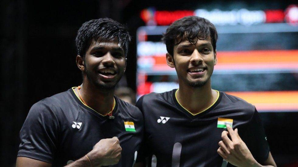 Pasangan ganda putra India, Satwiksairaj Rankireddy/Shirag Chetty, kala berlaga di Thailand Open 2019, 4 Agustus 2019. Bwfbadminton.com