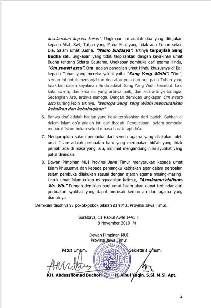 Surat imbauan yang dikeluarkan MUI Jatim. IDN Times/Istimewa