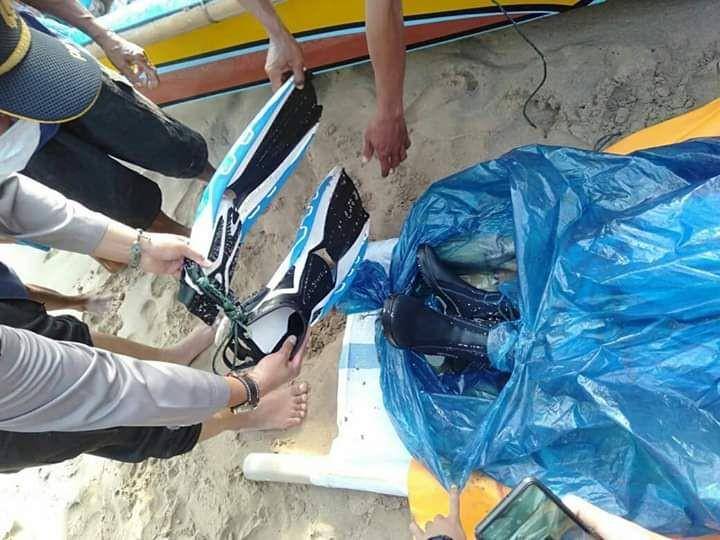 Jasad yang ditemukan di perairan kabupaten Pesisir Barat, Lampung (Dok. Basarnas)