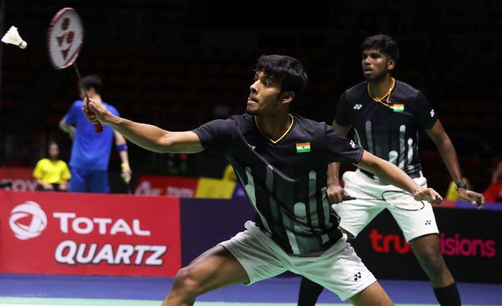 Pasangan Satwiksairaj Rankireddy/Chirag Shetty kala beraksi di Kejuaraan Dunia 2019. Bwfbadminton.com
