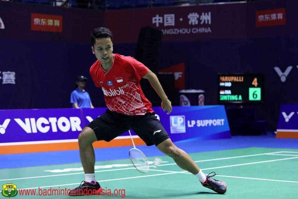 Anthony Ginting beraksi di ajang Victor China Open 2019, (21/9) lalu. badmintonindonesia.org
