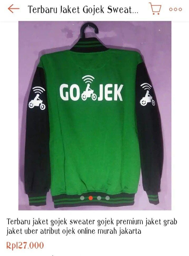 salah satu jaket yang dijual di merchant-merchant online (Shopee)