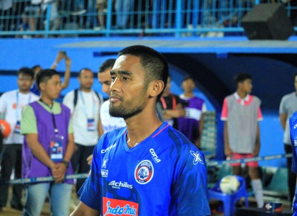 Bek kanan Arema FC, Agil Munawar berpeluang kembali merumput saat tim Singo Edan menjamu Persija. IDN Times/ Alfi Ramadana