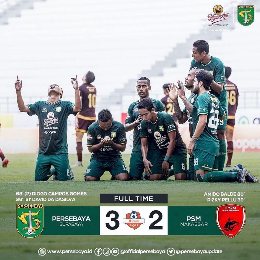 Persebaya menang atas PSM Makassar 3-2 di Batakan. Instagram.com/officialpersebaya
