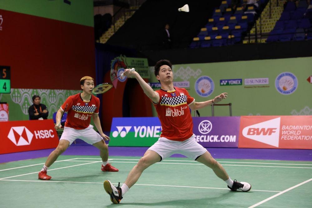 Kevin Sanjaya Sukamuljo/Marcus Fernaldi Gideon gugur di babak perempat final Hong Kong Open 2019, Jumat (15/11). IDN Times/PBSI