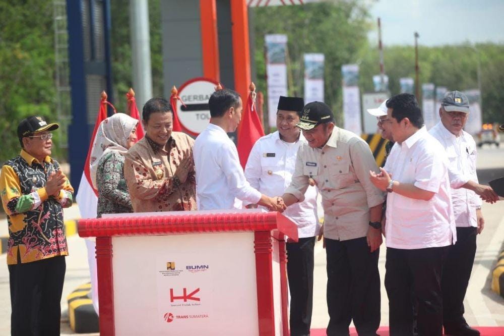 Presiden RI Joko Widodo meresmikan ruas tol Terbangi Besar hingga Kayuagung (IDN Times/Humas Pemprov Sumsel)