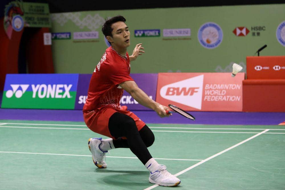 Jonatan Christie melawan Anthony Sinisuka Ginting di babak semifinal Hong Kong Open 2019 pada Sabtu (16/11) IDN Times/PBSI