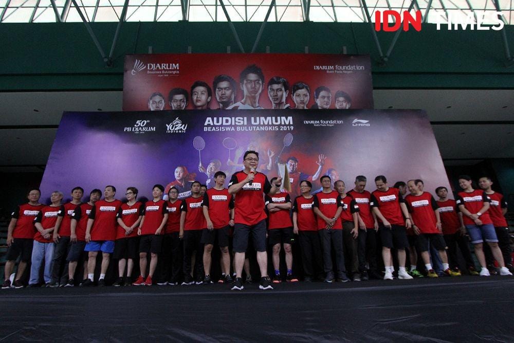 Audisi umum beasiswa bulutangkis PB Djarum yang diselenggarakan di Gor Djarum Kudus.