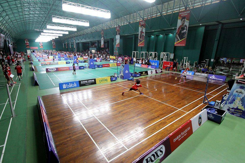 Audisi umum bulutangkis PB Djarum di GOR Jati, Kudus.
