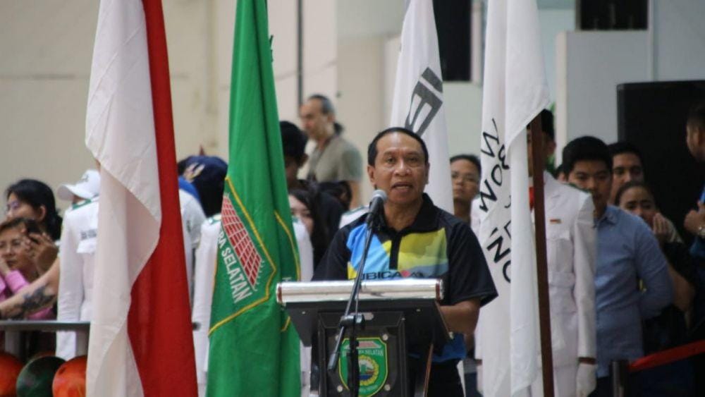 Menpora Zainudin Amali saat membuka Bowling World Cup (BWC) 2019 55th Qubica AMF, di Palembang/IDN Times/istimewa