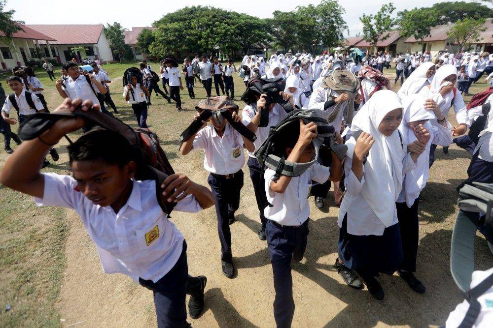 Ilustrasi simulasi bencana. ANTARA FOTO/Irwansyah Putra