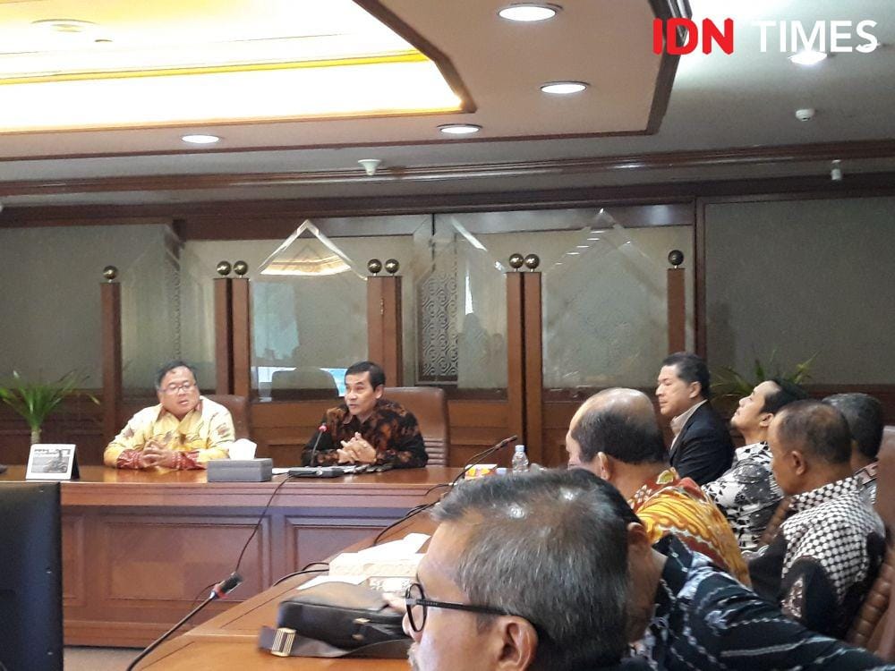 Menristek/BRIN, Bambang Brodjonegoro memaparkan hasil penilaian kinerja penelitian Perguruan Tinggi pada periode 2016-2018 di Gedung BPPT II, Jakarta Pusat Selasa (19/11) IDN Times/Margith Juita Damanik