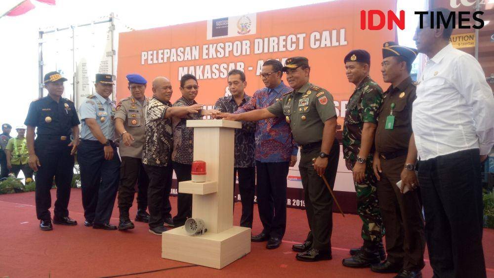 Pelepasan ekspor direct call di Terminal Peti Kemas Jalan Nusantara, Makassar, Rabu (20/11)/IDN Times/Asrhawi Muin
